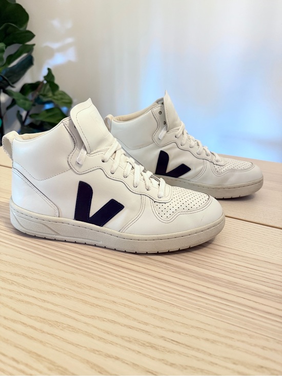 Veja Shoes - VEJA V-15 Leather White Nautico Navy High Top Sneakers EU 40 US 8.5